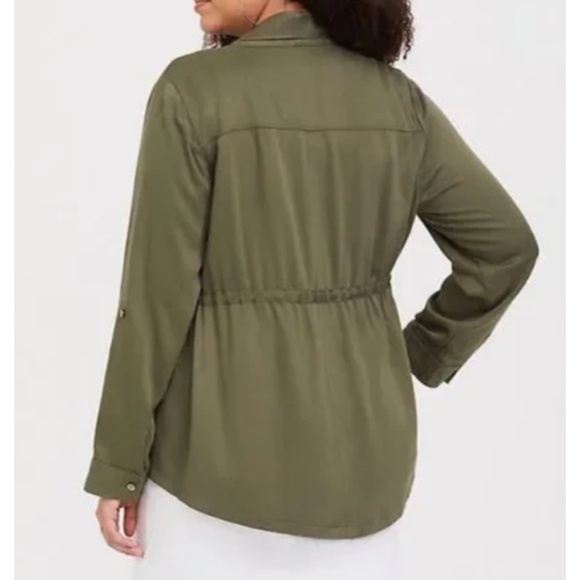 Torrid Women's Army Green Drape Front Utility Jacket (Size 0 L/12) - Picture 6 of 10